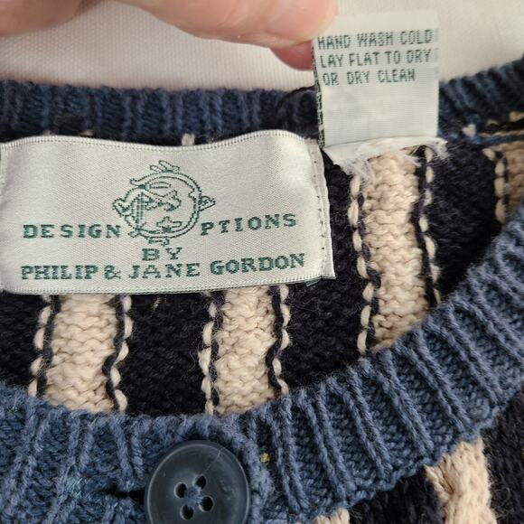 Patriotic Grandmacore Cottagecore vintage cardigan red cream blue Large - Picture 5 of 5